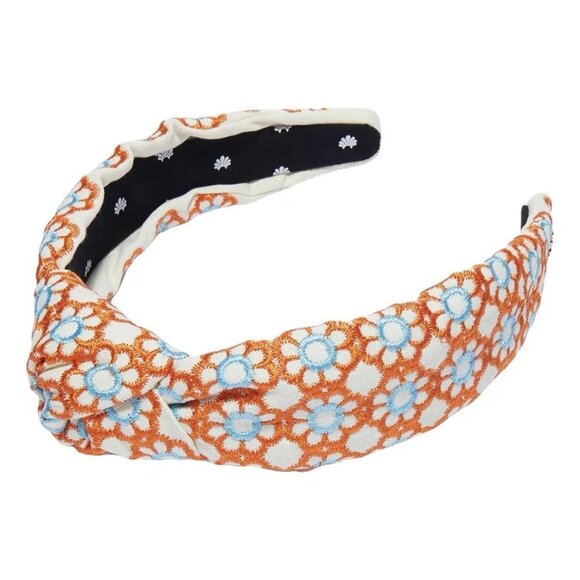 Lele Sadoughi Marigold Embroidered Knotted Women’s Headband + Dust Bag -Orange - Picture 2 of 10